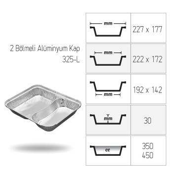 2 Bölmeli Alüminyum Kap - 100lü