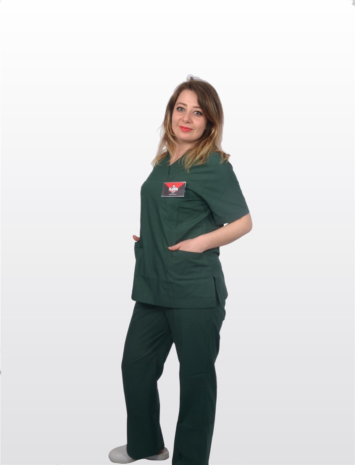 Bayan Doktor Hemşire Haki Ameliyat Önlüğü