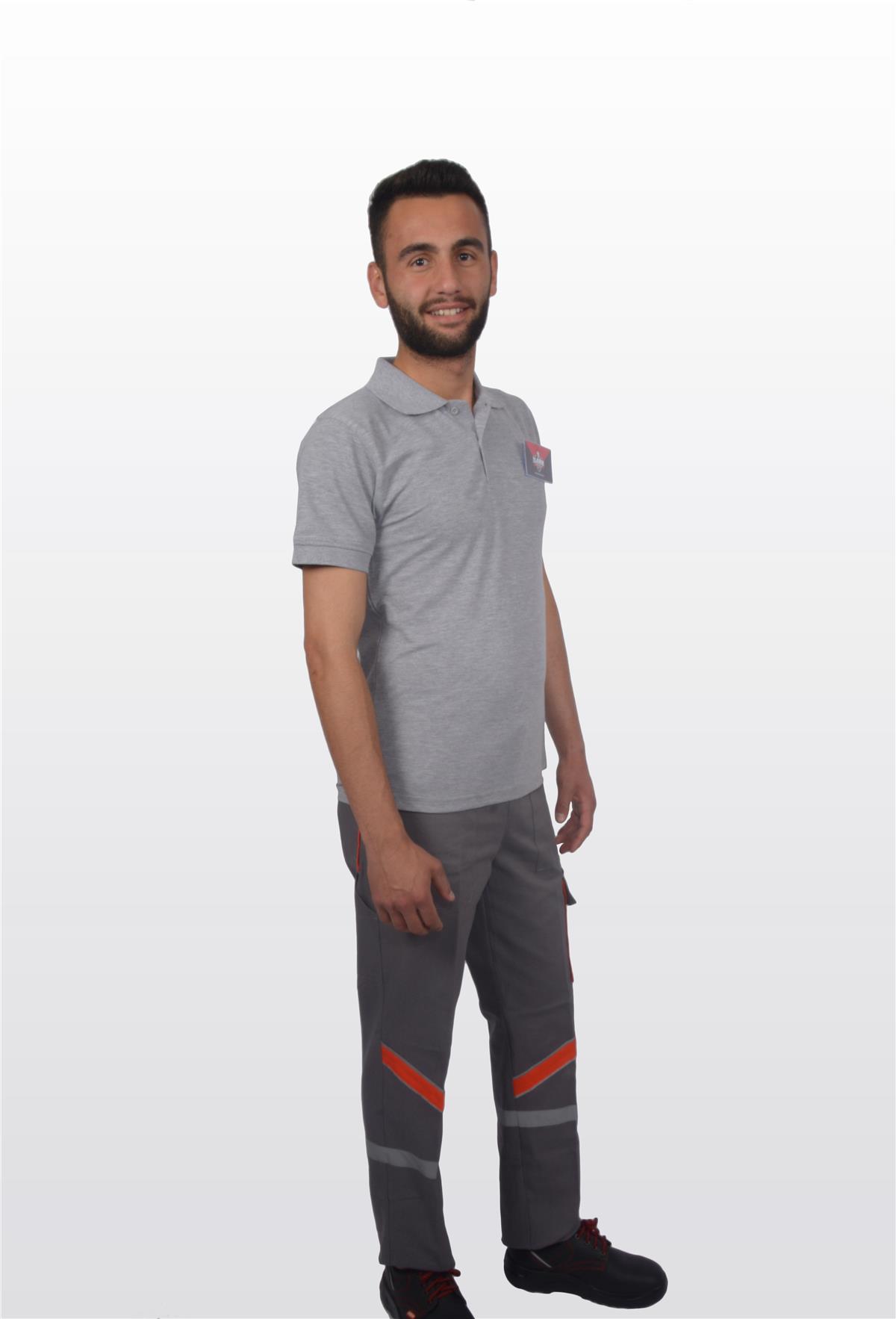 Gri İşçi T-Shirt Reflektörlü Turuncu Biyeli Pantolon 16.12 Gabardin
