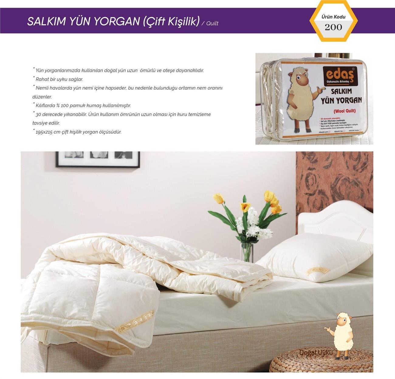 Salkım Yün Yorgan (Çift)
